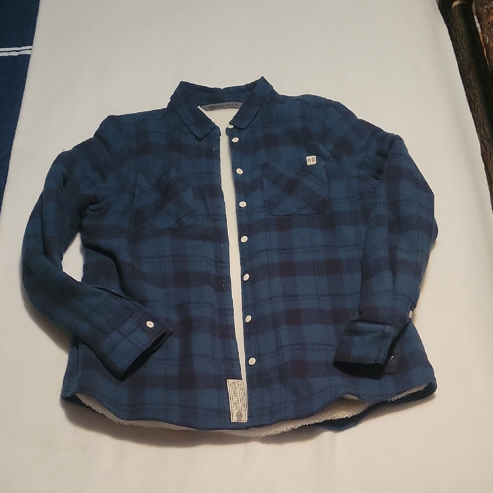 Harley-Davidson Blue Plaid Button Down Shirt